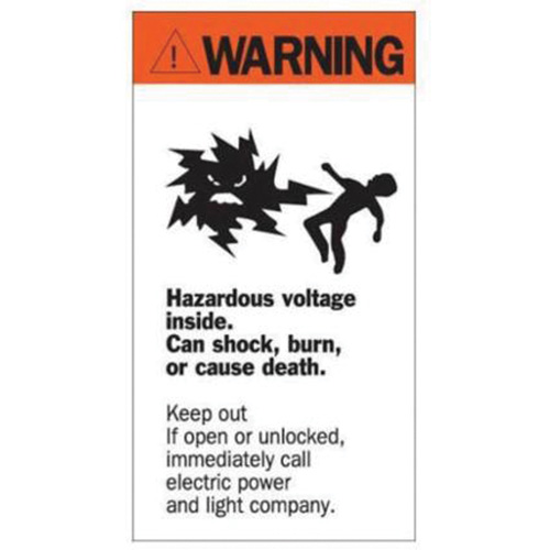 "Warning Hazardous Voltage" Sign, 8" x 4-1/2", Acrylic, English with Pictogram Nassau Supply