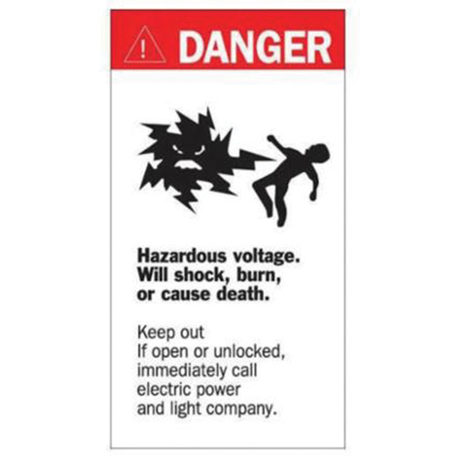 Enseigne Danger Hazardous Voltage, 8" x 4-1/2", Acrylique, Anglais avec pictogramme Nassau Supply