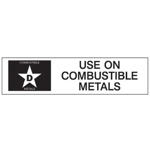 "D: Use on Combustible Metals" Fire Extinguisher Label Nassau Supply