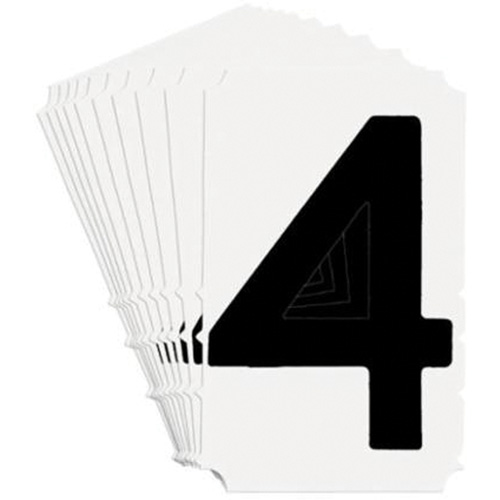 Quick-Align&reg; Individual Gothic Number and Letter Labels, 4, 4" H, Black Nassau Supply