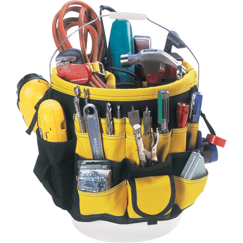 Organisateur pour seau &agrave; outils, 6" lo x 11" la x 12" h, Nylon, Noir/Jaune Nassau Supply