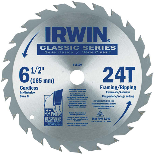 Contractor Saw Blades - Classic Series Saw Blades, 6-1/2", 24 Teeth, Wood Use Nassau Supply