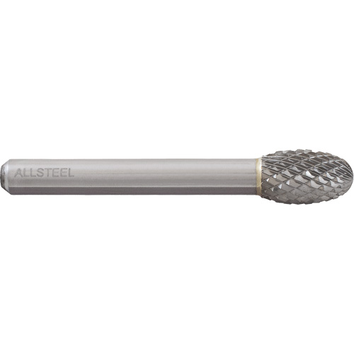 ALLSTEEL Egg Shape Carbide Burr, SE-5, 1/2" Dia., 1/4" Shank, 7/8" Depth of Cut Nassau Supply