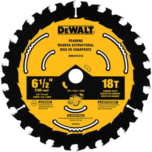 Framing Circular Saw Blade, 6-1/2", 18 Teeth, Wood Use Nassau Supply