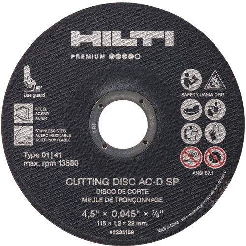 Meule &agrave; tronçonner AC-D SP, 4-1/2" x 0,045", Arbre de 7/8", Type 1, 13580 Tr/min Nassau Supply