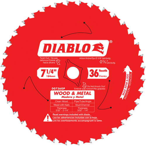 Lame de scie Cermet II Steel Demon, 7-1/4", 36 dents, Pour M&eacute;tal Nassau Supply