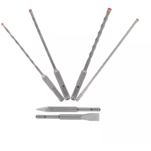 Rebar Demon SDS-Plus 4-Cutter Full Carbide Head Hammer Drill Bit & Chisel Set, 6 Pieces, Carbide Nassau Supply