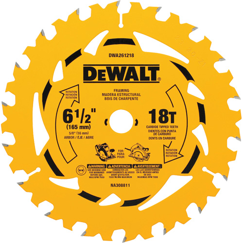 Framing Circular Saw Blade, 6-1/2", 18 Teeth, Wood Use Nassau Supply