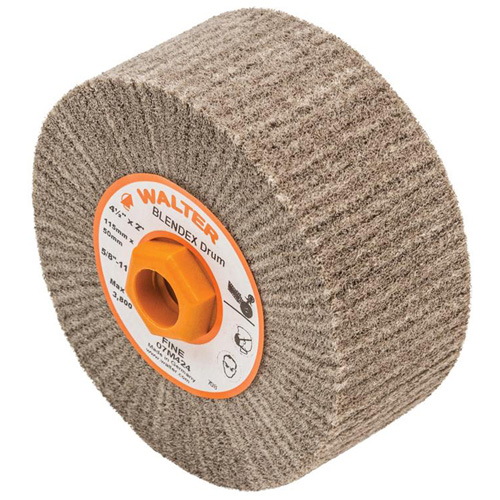 Tambour de conditionnement de surface Blendex, 4-1/2" dia. x 2" la, 5/8"-11 Arbre, Grain Fin Nassau Supply
