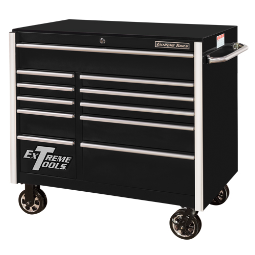 RX Series Rolling Tool Cabinet, 11 Drawers, 41-1/2" W x 25-1/2" D x 40-1/2" H, Black Nassau Supply