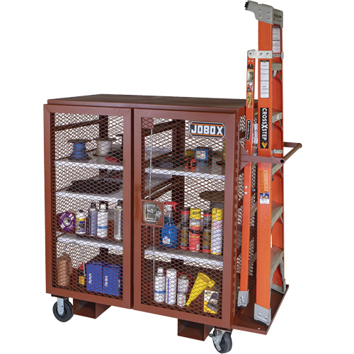 Mobile Mesh Cabinet, Steel, 37 Cubic Feet, Red Nassau Supply