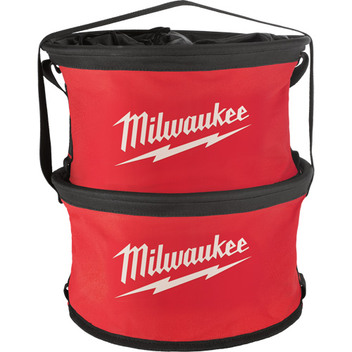 Sac range-tout style parachute, 11-4/5" lo x 11-4/5" la x 11" h, Nylon, Noir/Rouge Nassau Supply