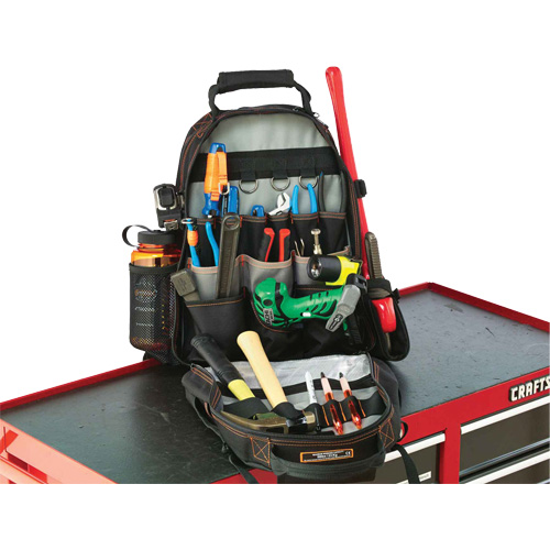Arsenal&reg; 5843 Tool Backpack, 13-1/2" L x 8-1/2" W, Black, Polyester Nassau Supply