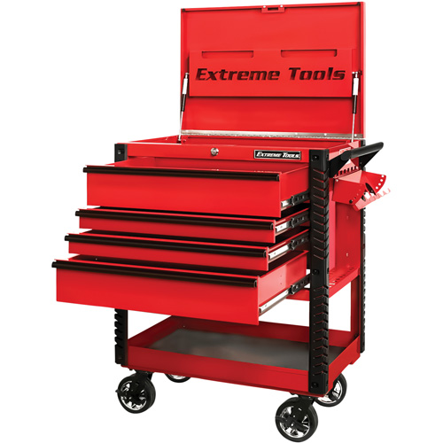 EX Deluxe Series Tool Cart, 4 Drawers, 22-7/8" L x 33" W x 44-1/4" H, Red Nassau Supply