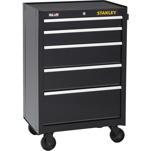 Armoire &agrave; outils roulante de s&eacute;rie 300, 5 tiroirs, 26-1/2" la x 18" p x 40-1/2" h, Noir Nassau Supply