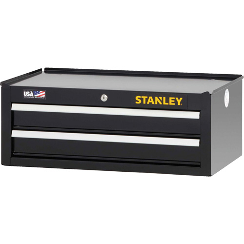 300 Series Middle Tool Chest, 26" W, 2 Drawers, Black Nassau Supply