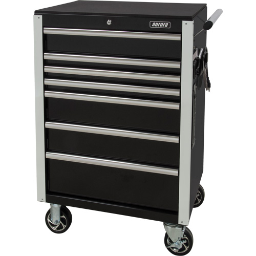 Chariot &agrave; outils &agrave; usage intensif, 7 tiroirs, 28" la x 22" p x 42-3/8" h, Noir Nassau Supply