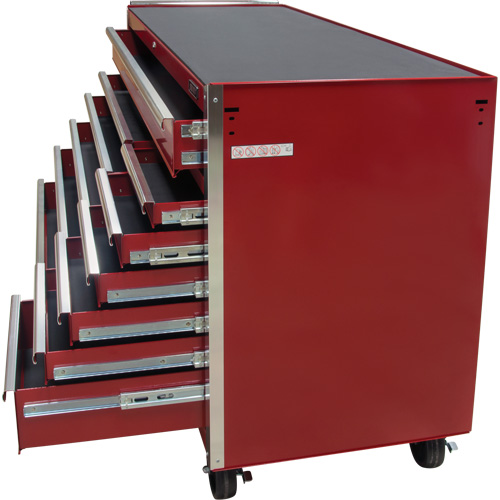 Industrial Tool Cart, 12 Drawers, 56" W x 24-1/2" D x 38-1/8" H, Red Nassau Supply