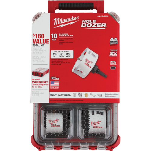 Trousse de scie cloche Packout Hole Dozer, 10 morceaux Nassau Supply