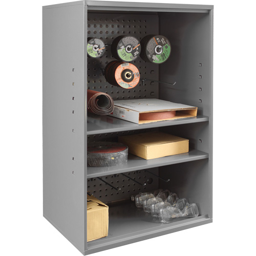 Armoire d'entreposage de produits abrasifs avec panneau perfor&eacute;, Acier, 19-7/8" x 14-1/4" x 32-3/4", Gris Nassau Supply