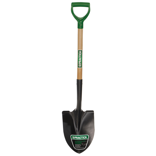 Round-Point Shovel, Tempered Steel Blade, Wood, D-Grip Handle Nassau Supply