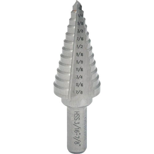 Progressive Step Drill, 1/4" - 3/8" , 1/8" Increments, High Speed Steel Nassau Supply