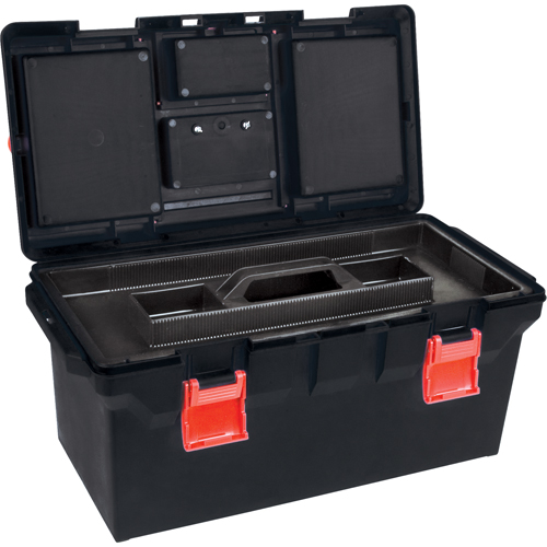 Plastic Tool Box, 22" W x 11" D x 10-1/2" H, Black Nassau Supply
