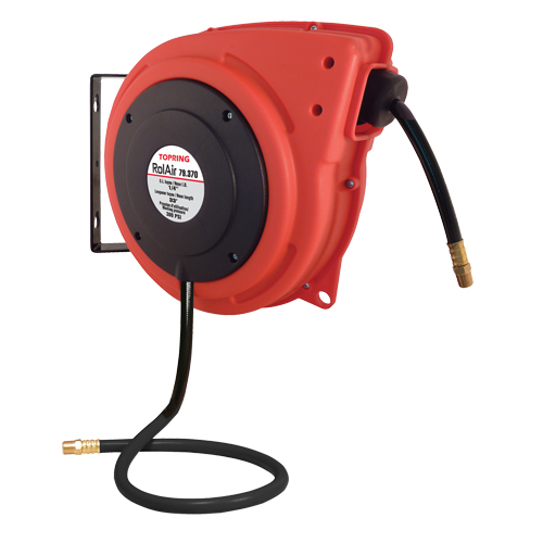 Rolair Automatic Rewind Hose Reel With PVC Hose, Air, 3/8" x 50', Single Hose, 300 psi Nassau Supply