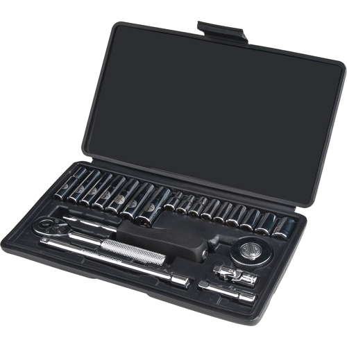 Socket Set, 22 Pcs, 1/4" Drive Size, Deep Nassau Supply