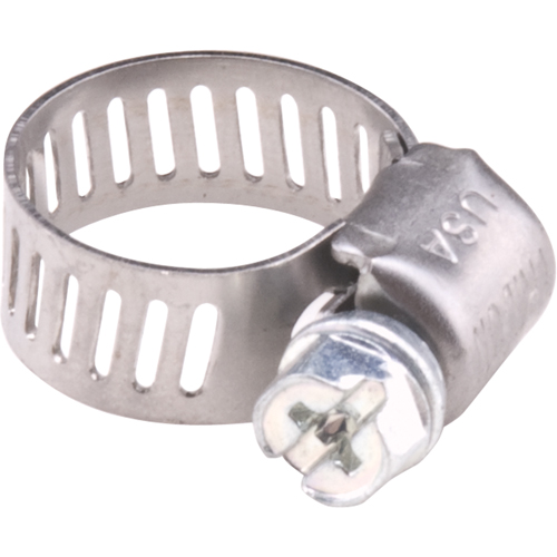 Hose Clamps - Stainless Steel Band & Zinc Plated Screw, Min Dia. 1/5", Max Dia. 5/8" Nassau Supply