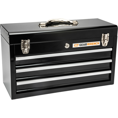 Boîte &agrave; outils portative, 20" la, 3 tiroirs, Noir Nassau Supply