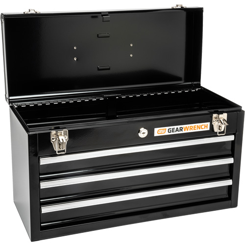 Boîte &agrave; outils portative, 20" la, 3 tiroirs, Noir Nassau Supply