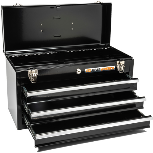 Boîte &agrave; outils portative, 20" la, 3 tiroirs, Noir Nassau Supply