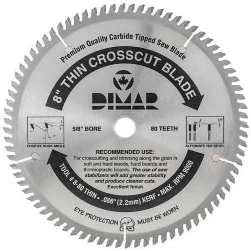 Industrial Saw Blade - Crosscut Thin Kerf, 8", 80 Teeth, Wood Use Nassau Supply