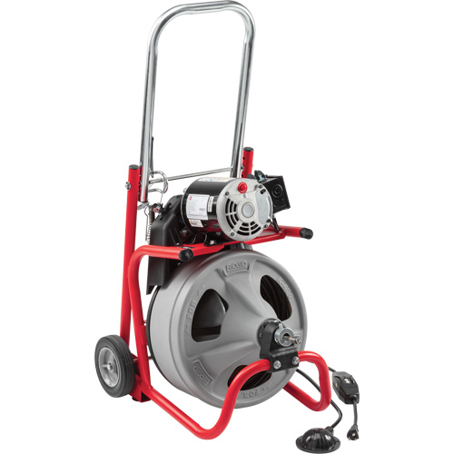K-400 Autofeed Drum Machine with C-45IW cable, Electric, 1/2" x 75' and 3/8" x 100' Nassau Supply