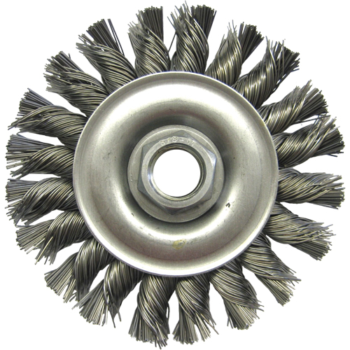 Brosses m&eacute;talliques &agrave; touret, Dia. 4", Fils 0,02", Arbre 5/8"-11, Acier Nassau Supply