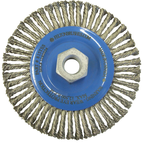 Wire Wheel Brushes, 5-7/8" Dia., 0.02" Fill, 5/8"-11 Arbor, Stainless Steel Nassau Supply