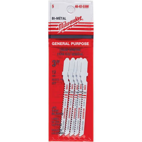 Lame de scie sauteuse, Bim&eacute;tal, Tige en T, 3" lo, 12 dents par pouce Nassau Supply