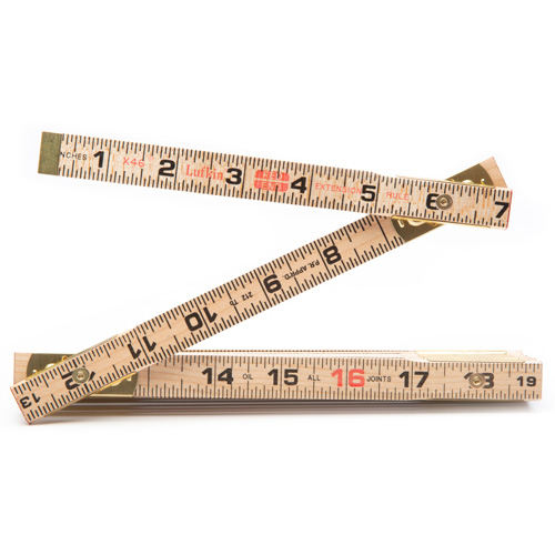 Red End&reg; Rule with Two 6" Slide Rule Extensions, 6' L, Wood, 1/16" Graduations Nassau Supply