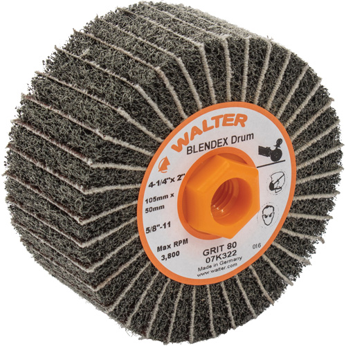Tambours de finition Two-In-One ALLSTEEL, 4-1/4" dia. x 2" la, 5/8"-11 Arbre, Grain 80 Nassau Supply