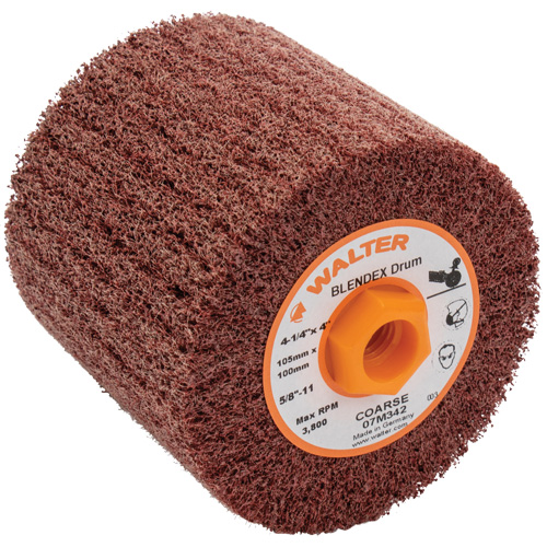 Tambour de conditionnement de surface Blendex ALLSTEEL, 4-1/4" dia. x 4" la, 5/8"-11 Arbre, Grain Cors&eacute; Nassau Supply