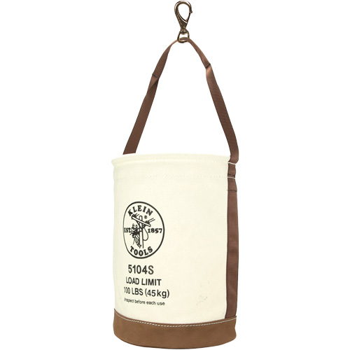 Sceau &agrave; fond en cuir, 17" h, Toile, Blanc Nassau Supply
