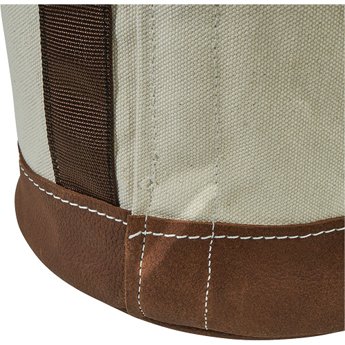 Sceau &agrave; fond en cuir, 17" h, Toile, Blanc Nassau Supply