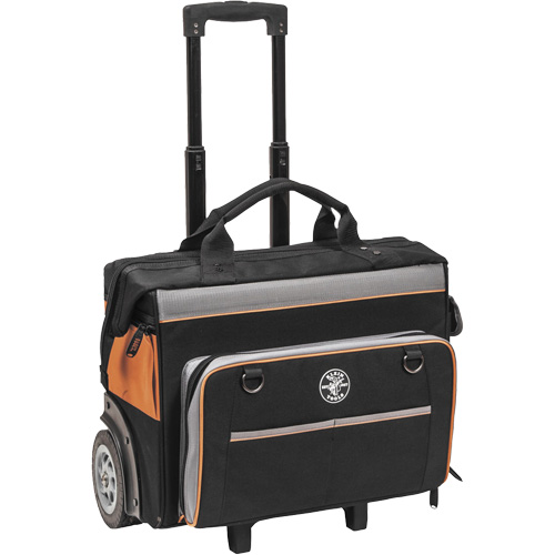 Tradesman Pro Rolling Tool Bag, Ballistic Polyester, 24 Pockets, Black/Orange Nassau Supply