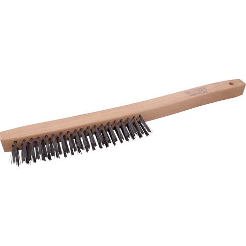 Brosse &agrave; r&eacute;curer industrielle &agrave; manche long, Acier, 3 x 19 rangs de fils, Longueur 14" Nassau Supply