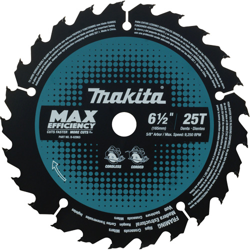 Max-Efficiency Circular Saw Blade, 6-1/2", 25 Teeth, Laminate/Wood Use Nassau Supply