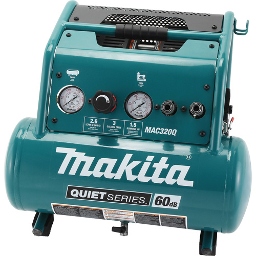 Quiet Series Air Compressor, Electric, 3 Gal (3.6 US Gal), 135 PSI, 120/1 V Nassau Supply