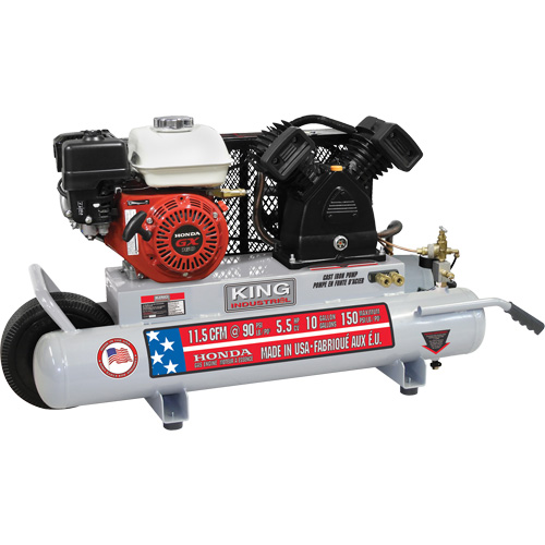 Wheelbarrow Air Compressor, Gas, 10 Gal. (12 US Gal), 150 PSI Nassau Supply