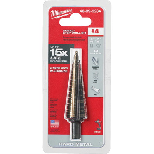 Foret &eacute;tag&eacute;, 3/16"/#4 - #4/7/8", Incr&eacute;ments de 1/32", Acier rapide au cobalt Nassau Supply