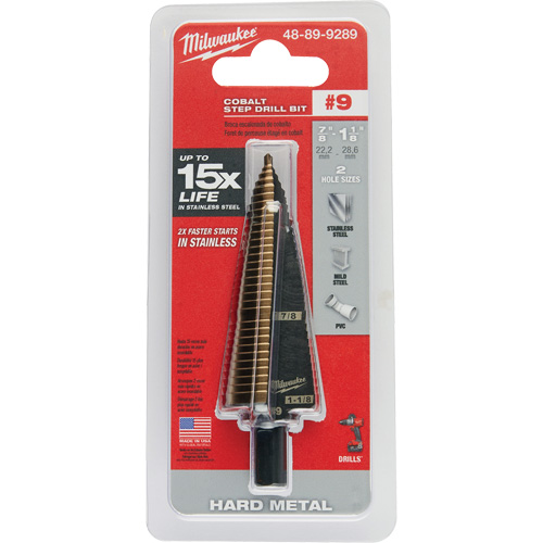 Foret &eacute;tag&eacute;, 7/8"/#9 - #9/1-1/8", Incr&eacute;ments de 1/32", Acier rapide au cobalt Nassau Supply